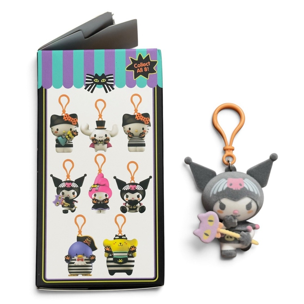 Sanrio Kuromi Flocked Hanger Keychain Figure Halloween Devil Blind Box Series